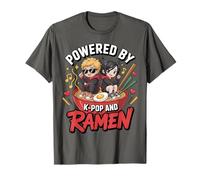 Alimentato da KPOP e Ramen Korean Food And Music Vibes Maglietta