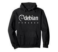 Alimentato da Linux Debian Tee Tagline e Logo Open Source OS Felpa con Cappuccio