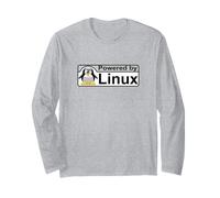 Alimentato da Linux Tux Il Pinguino Nerd Geek Sysadmin Regalo Maglia a Manica