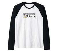Alimentato da Linux Tux Il Pinguino Nerd Geek Sysadmin Regalo Maglia con Maniche Raglan