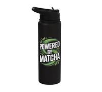 Alimentato da Matcha Leaf Swirl Energy Stainless Steel Insulated Water Bottle