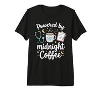 Alimentato da Midnight Coffee Night Shift Nurse RN Maglietta Premium