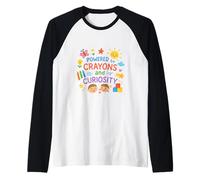 Alimentato da Pastelli E Curiosità Divertente Asilo Bambini Maglia con Maniche Raglan
