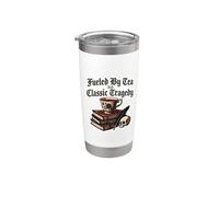 Alimentato da tè e tragedia classica Dark Academia Bookworm Bicchiere termico in acciaio inox doppia parete