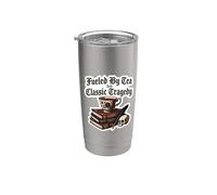 Alimentato da tè e tragedia classica Dark Academia Bookworm Bicchiere termico in acciaio inox doppia parete