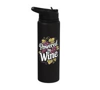 Alimentato da vino Foglie d'uva Tipografia Stainless Steel Insulated Water Bottle