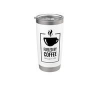 Alimentato dal caffè. Come un sacco di caffè. Design divertente del caffè. Bicchiere termico in acciaio inox doppia parete