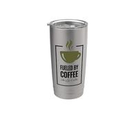 Alimentato dal caffè. Come un sacco di caffè. Design divertente del caffè. Bicchiere termico in acciaio inox doppia parete