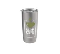 Alimentato dal caffè. Come un sacco di caffè. Design divertente del caffè. Bicchiere termico in acciaio inox doppia parete