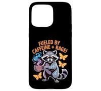 Alimentato dalla Caffeina Rabbia Raccoon Bere Caffè Divertente Custodia per iPhone 15 Pro Max