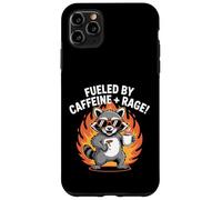 Alimentato dalla rabbia della caffeina procione selvatico divertente amante del caffè Custodia per iPhone 11 Pro Max