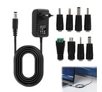 Alimentatore 12V 2A, 24W Adattatore Universale AC/DC Con 10 Connettori DC Caricatore Universale 100-240V Per Router Telecamere LED Altoparlanti Protezione Sovratensione Cortocircuito Surriscaldamento