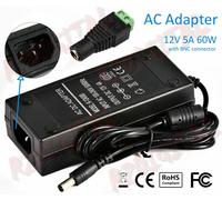 ALIMENTATORE 12V 5A + BNC per luce led monitor tv telecamera router hard disk hd