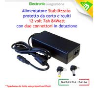 ALIMENTATORE 12V 7A 84W PER STRISCIA LED NOTEBOOK TV LCD CONNETTORE 5,5 X 2,5