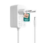 Alimentatore 15W per Echo Dot (3./4./5. Gen) - Caricatore e Adattatore di Rete con Cavo di Ricarica da 1.5M - Compatibile con Echo Dot con Orologio, Echo Show 5, Echo Spot, Fire TV Cube, Colore Bianco