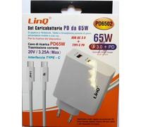 Alimentatore 65W Caricabatteria Caricatore da Parete PD + QC 3.0 Usb Type-C 20V