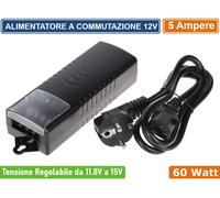 ALIMENTATORE A COMMUTAZIONE STABILIZZATO 60 WATT USO INTERNO DC12V 5A 4 USCITE