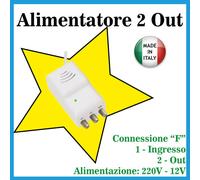 Alimentatore ANTENNA TV DIGITALE TERRESTRE 2Uscite 220V 12V 100 mA CONNESSIONE F