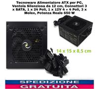 Alimentatore ATX x PC,Ventola Silenziosa da 12cm,Connettori 3 X SATA, 650w
