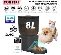 Alimentatore automatico per gatti da 8 litri con videocamera 1080p Video 5G WiFi Dispenser di cibo per gatti Registratore vocale intelligente per animali domestici Tuya APP Alimentatore automatico per