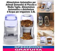 Alimentatore Automatico x cibo +distributore d acqua 3,8L x animali cani gatti