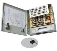 Alimentatore box quadro scatola acciaio sicurezza videosorveglianza 5A 4 uscite
