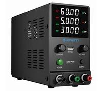 Alimentatore CC variabile, 0~60V 0~5A Alimentatore da banco regolabile con manopola codificatore, controllo uscita, display LED a 4 cifre ad alta precisione, porta USB 5V/2A, Jesverty SPS-6005H