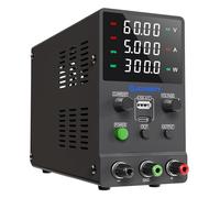 Alimentatore CC variabile, alimentatore da banco regolabile a commutazione 0-60V 0-5A con ricarica rapida USB e Type-C da 20W, manopola encoder, interruttore di uscita, display LED a 4 cifre SPS-6005M