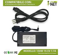 Alimentatore compatibile con HP Gaming Pavilion 15-CX0009UR 19,5V 7,7A 150W