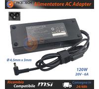 Alimentatore Compatibile MSI Delta 15 A5EFK(MS-15CK) 120W 20V/6A 4,5mm
