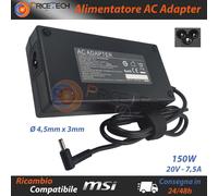 Alimentatore Compatibile MSI Summit E16Flip A13VFT(MS-1594) 150W 20V/7,5A 4,5mm