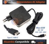 Alimentatore Compatibile Potenza Massima 65W Universale Type-C 5V 9V 12V 15V 20V