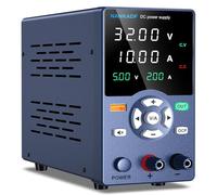 Alimentatore da laboratorio, 0 - 32 V 0 - 10 A, alimentatore regolamentato DC ad alta precisione, display LED a 4 cifre con funzione di ricarica rapida USB/tasti di uscita, alimentatore di rete da