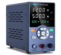 Alimentatore da laboratorio, 0 - 32 V, 0 - 5 A, DC regolamentato, alta precisione, display LED a 4 cifre con funzione di ricarica rapida USB/tasti di uscita, alimentatore di rete da laboratorio
