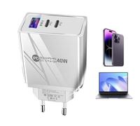 Alimentatore da Parete Quick Charge 3.0,Adattatore da Muro USB 40W con 3 Porte - Protezione da Sovratensioni e Surriscaldamento per Dispositivi Elettronici