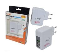 ALIMENTATORE DA RETE CASA ADATTATORE USB 3 PORTE USB 3.0 25W RICARICA RAPIDA T-9