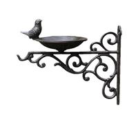 Alimentatore d'acqua decorativo per uccelli, Vassoio da appendere in ghisa, Vasca per uccelli a parete, Stazione di alimentazione esterna, Decorazione da giardino rustica, Staffa in metallo robusta
