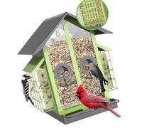 Alimentatore d'attaccatura all'aperto dell'uccello con la stazione d'alimentazione di grande capacità del trespolo per il giardino e