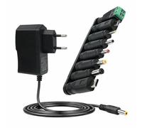 Alimentatore di rete 6 V 1 A, adattatore di alimentazione universale 6 V, adattatore AC/DC 6 Volt 1000 mA con 8 connettori DC, ideale per strisce LED, telecamera CCTV, router, hard disk esterni