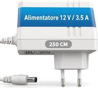 Alimentatore di rete per FritzBox, 12 V, 3,5 A, 42 W, cavo GEQUDIO da 2,5 m | Adatto per AVM Fritz!Box 7590, 7690, 5690, 6690, Speedport Smart 4, cavo extra lungo da 2,5 m, cavo di ricarica bianco