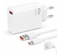 Alimentatore di rete USB C da 67 W per Xiaomi Redmi Note 15 14 Pro 13 5G/12 Pro, per Xiaomi 17T 15 14 Ultra/14/14T/13T/13/13 Lite, alimentatore di rete con cavo di ricarica di tipo C da 2 m, 6 A