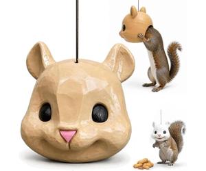 Alimentatore divertente della testa dello scoiattolo del fronte animale | Materiale solido resistente alle intemperie, decorazione da appendere al portico del patio, ampia apertura di riempimento