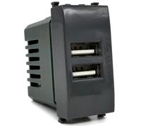 Alimentatore doppia presa USB 5V 2A nero compatibile Vimar Plana