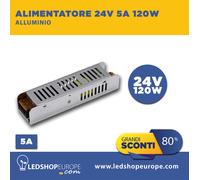 ALIMENTATORE DRIVER SLIM 5A 24V STRISCIA LED TRASFORMATORE STABILIZZ. 220 120W [EEK: A++]