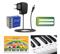 Alimentatore ffalstaff da 9,5V Compatibile con Tastiere CASIO, Adesivi in PVC Trasparente con Notazione Italiana e Internazionale, App di Apprendimento per Pianoforte e E-book "Suona la Tastiera"