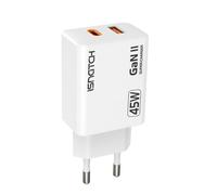 Alimentatore gan type c pd - usb qc 3a 45w bianco