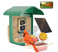 Alimentatore intelligente per uccelli a energia solare con fotocamera, 2K HD, ID uccelli AI, visualizzazione remota WiFi, impermeabile, acquisizione e invio automatico di video, pannello solare