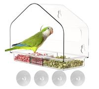 Alimentatore naturale Clear - Casa per uccelli montati sulla finestra acrilica, alimentatore trasparente senza sforzo | Targheri aspiranti per l'aspirazione pesante vassoio per semi staccabili per sta