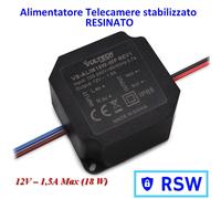 Alimentatore per esterno 12 volt 1,5 amper 18 watt Resinato IP 65 per telecamere