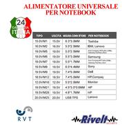Alimentatore per notebook universale auto regolante 12 connettori 120 w free